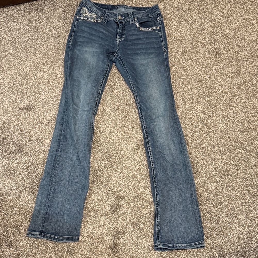 Grace in LA Women's Boot Cut Jeans in Classic Blue